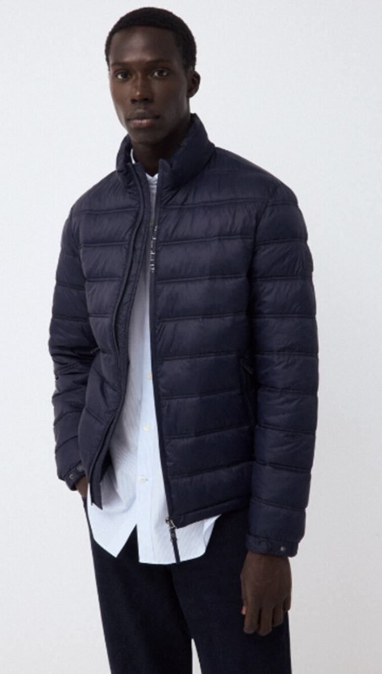 Pedro del Hierro Mens M Navy Blue Ultralight Full Zip Quilted Winter Jacket Q7-7